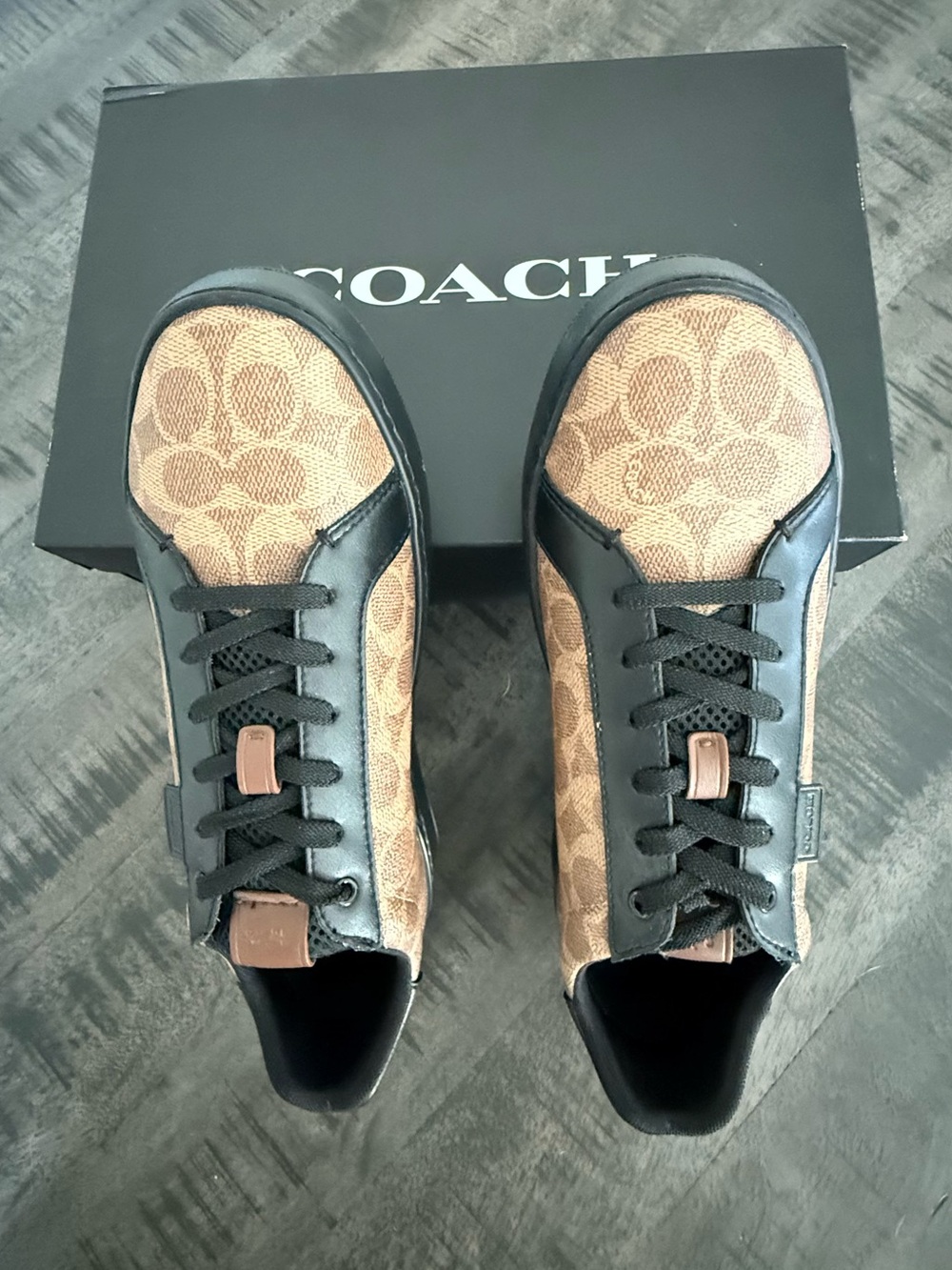 COACH Men's Brown and Black Signature Low-Top Sneakers - Picture 2 of 8